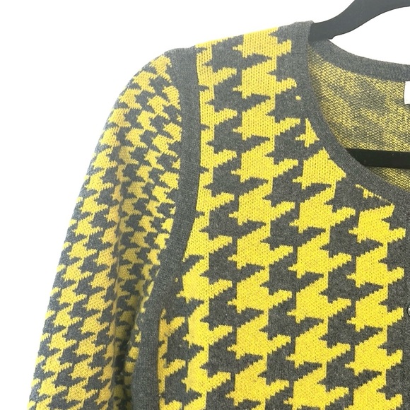 Nordstrom Yellow and Grey Houndstooth Cashmere Cardigan - Picture 3 of 9
